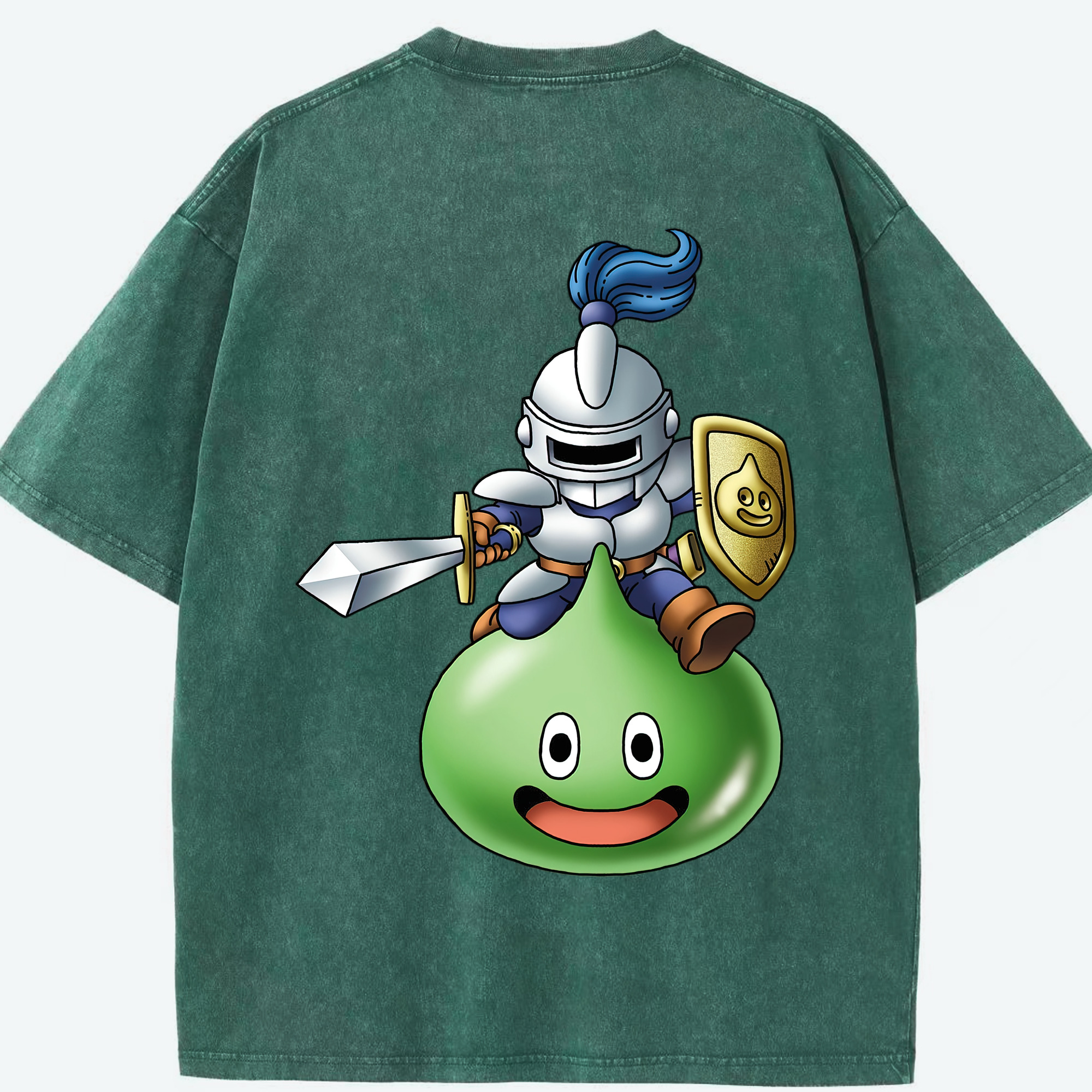 （画像用） ドラゴンクエスト Doragon Kuesuto Dragon Quest 綿100% ヴィンテージ風 半袖Tシャツ（背面プリント）